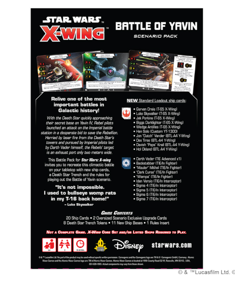 Atomic Mass Games - AMG Star Wars: X-Wing 2E - Battle of Yavin - Scenario Pack