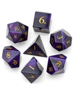 Gameopolis Dice - UDI Gameopolis Dice: Agate Gemstone Dice w/ Black PU Leather Hexagon Box - Purple