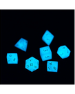 Gameopolis Dice - UDI Gameopolis Dice: Polyhedral 7-Die Set - Luminous Stone Dice w/ Black PU Leather Hexagon Box - Blue