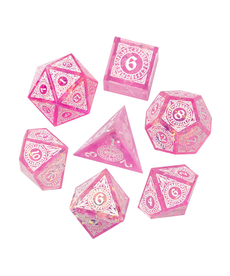 Gameopolis Dice - UDI Polyhedral 7-Die Set - Candy Glitter Paper - Pink