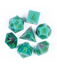 Gameopolis Dice - UDI Starry Sky Gold Foil Dice - Green & Brown