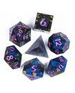 Gameopolis Dice - UDI Gameopolis Dice: Polyhedral 7-Die Set - Sharp Handmade - Starry Sky Mixed Color Gold Foil Dice w/ PU Leather Rectangular Box -  Black & Blue