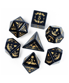 Gameopolis Dice - UDI Blue Gold Stone Semi-Precious Gemstone Dice Holiday Design