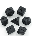 Gameopolis Dice - UDI Gameopolis Dice: Polyhedral 7-Die Set - Obsidian Semi-Precious Gemstone Dice w/ Black PU Leather Hexagon Box - Matte