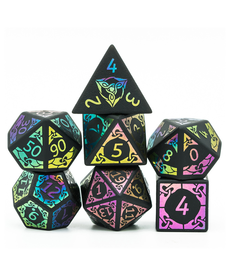Gameopolis Dice - UDI Obsidian Semi-Precious Gemstone Dice - Rainbow