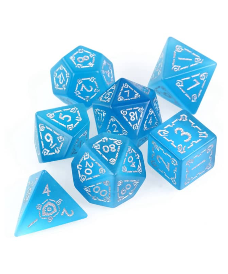 Gameopolis Dice - UDI Gameopolis Dice: Polyhedral 7-Die Set - Cat Eye Semi-Precious Gemstone Pattern Dice w/ Flannel Hexagon Box - Red