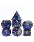 Gameopolis Dice - UDI Gameopolis Dice: Polyhedral 7-Die Set - Sharp Handmade - Starry Sky Mixed Color Gold Foil Dice w/ PU Leather Rectangular Box -  Black & Blue