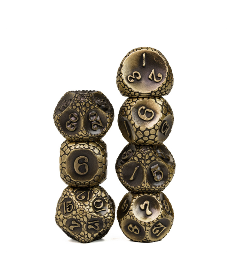 Gameopolis Dice - UDI Gameopolis Dice: Polyhedral 7-Die Set - Stone Ancient Metal Dice - Bronze