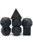 Gameopolis Dice - UDI Gameopolis Dice: Polyhedral 7-Die Set - Obsidian Semi-Precious Gemstone Dice w/ Black PU Leather Hexagon Box - Matte