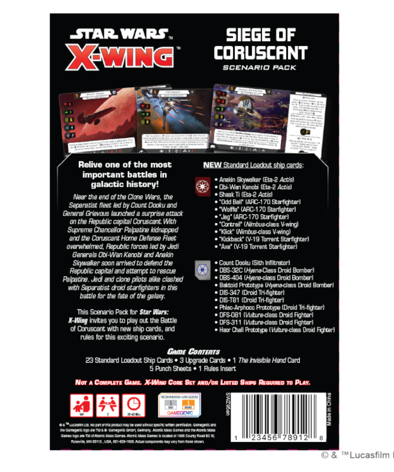 Atomic Mass Games - AMG Star Wars: X-Wing 2E - Siege of Coruscant Battle Pack