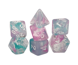 Lot De 7 Dés Polyédriques Chessex – Nébuleuse Glycine Avec Blanc, Pour Jeux De Rôle