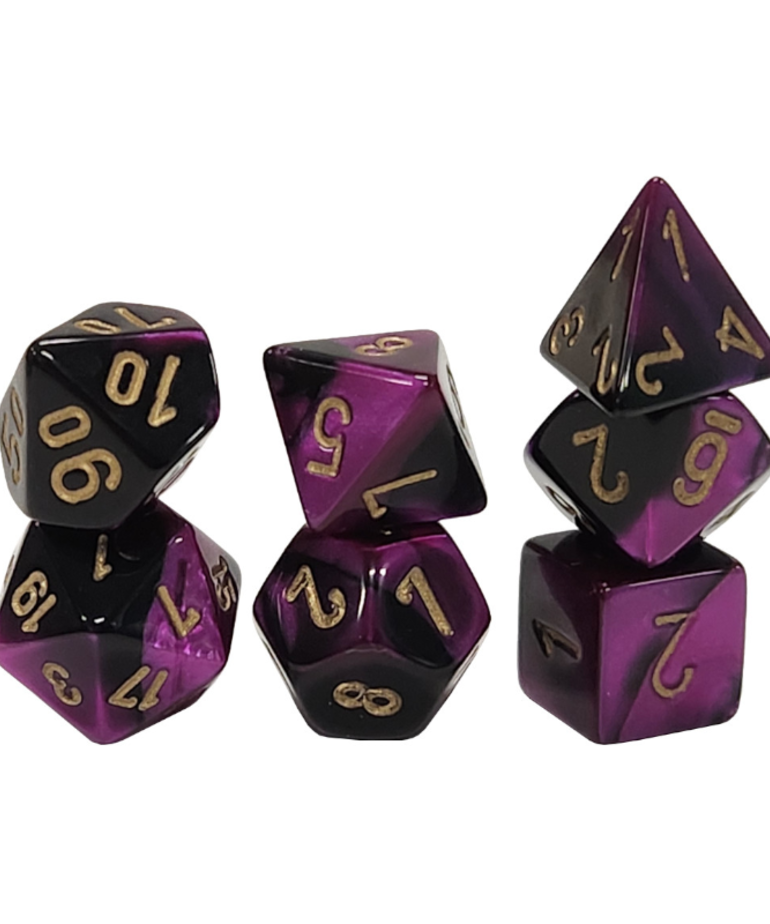 Chessex - CHX Chessex - Mini Polyhedral 7-Die Set - Gemini - Black-Purple w/ Gold