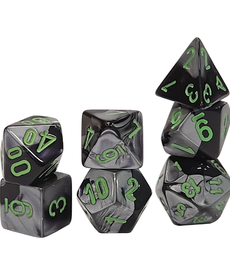 Chessex - CHX Mini Polyhedral 7-Die Set - Black-Grey w/ Green