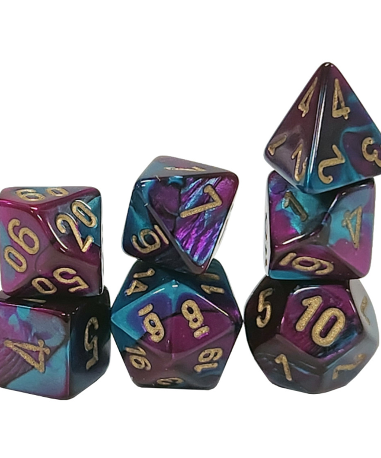 Chessex - CHX Chessex - Mini Polyhedral 7-Die Set - Gemini - Purple-Teal w/ Gold