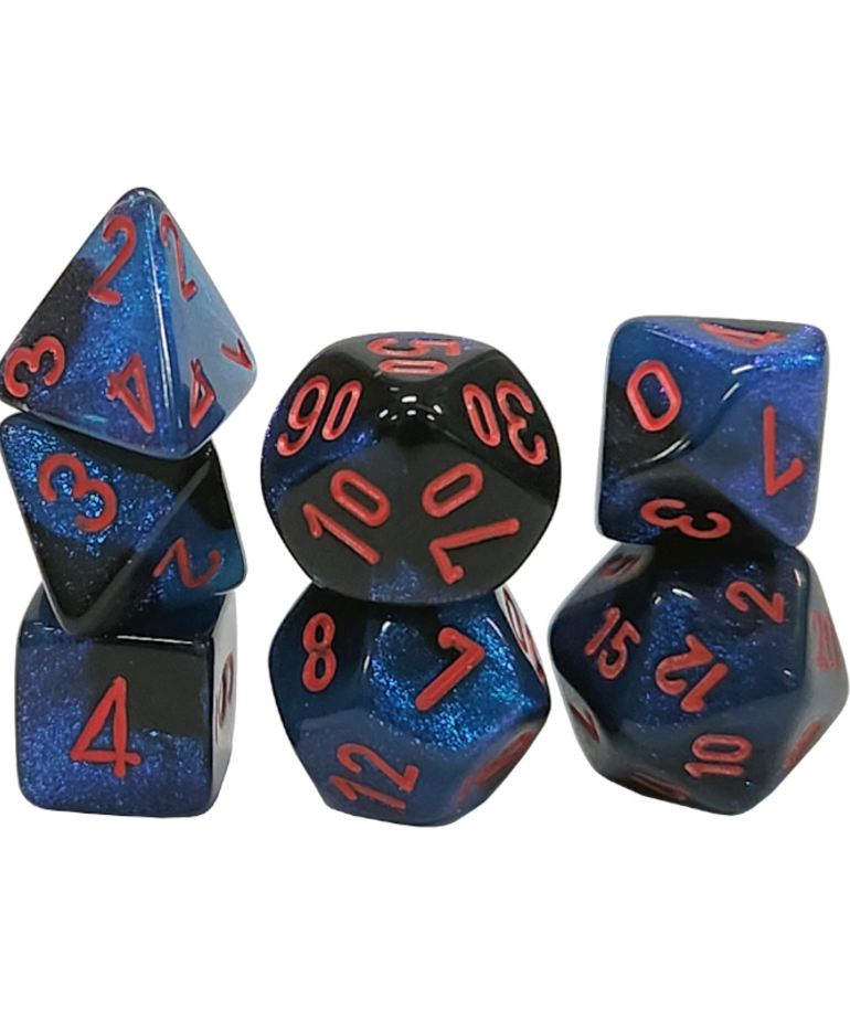 Chessex - CHX Chessex - Mini Polyhedral 7-Die Set - Gemini - Black-Starlight w/ Red