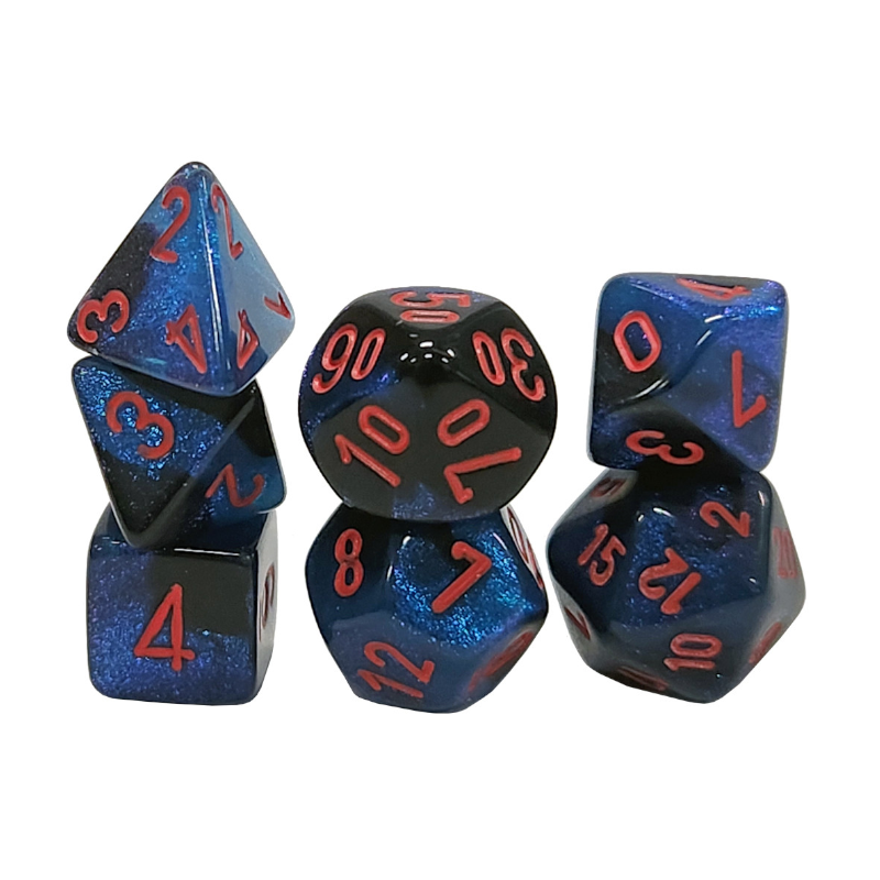 Chessex - Mini Polyhedral 7-Die Set - Gemini - Black-Starlight w