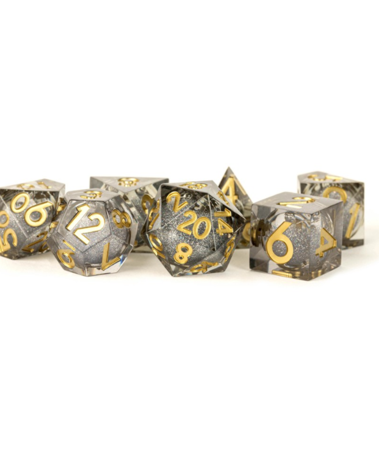 Metallic Dice Games - LIC Metallic Dice Games - Polyhedral 7-Die Set - Liquid Core - Vanishing Oil