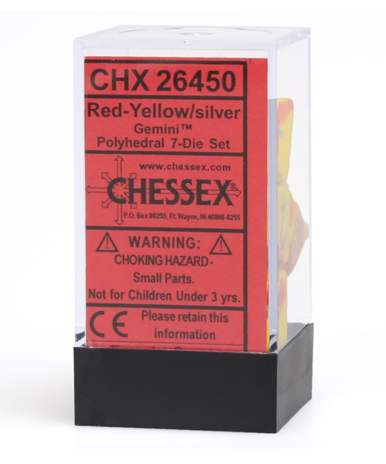 Chessex - CHX 7-Die Polyhedral Set Red-Yellow w/white Gemini