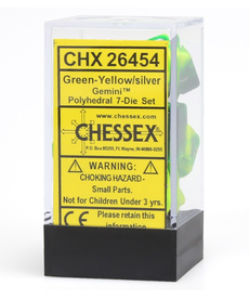Chessex - CHX Chessex Green-Yellow/Silver Gemini 7-Die Set
