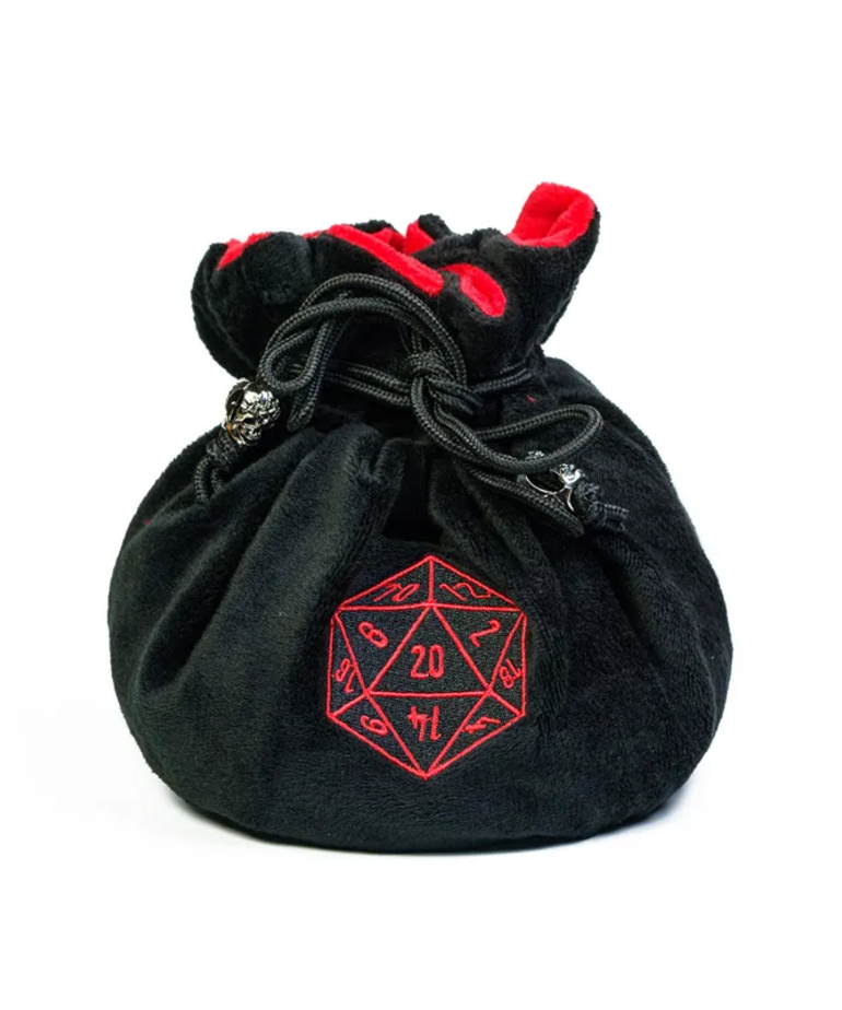 Gameopolis Dice - UDI Gameopolis: Dice Bag - Flannel Drawstring Bag - Black & Red