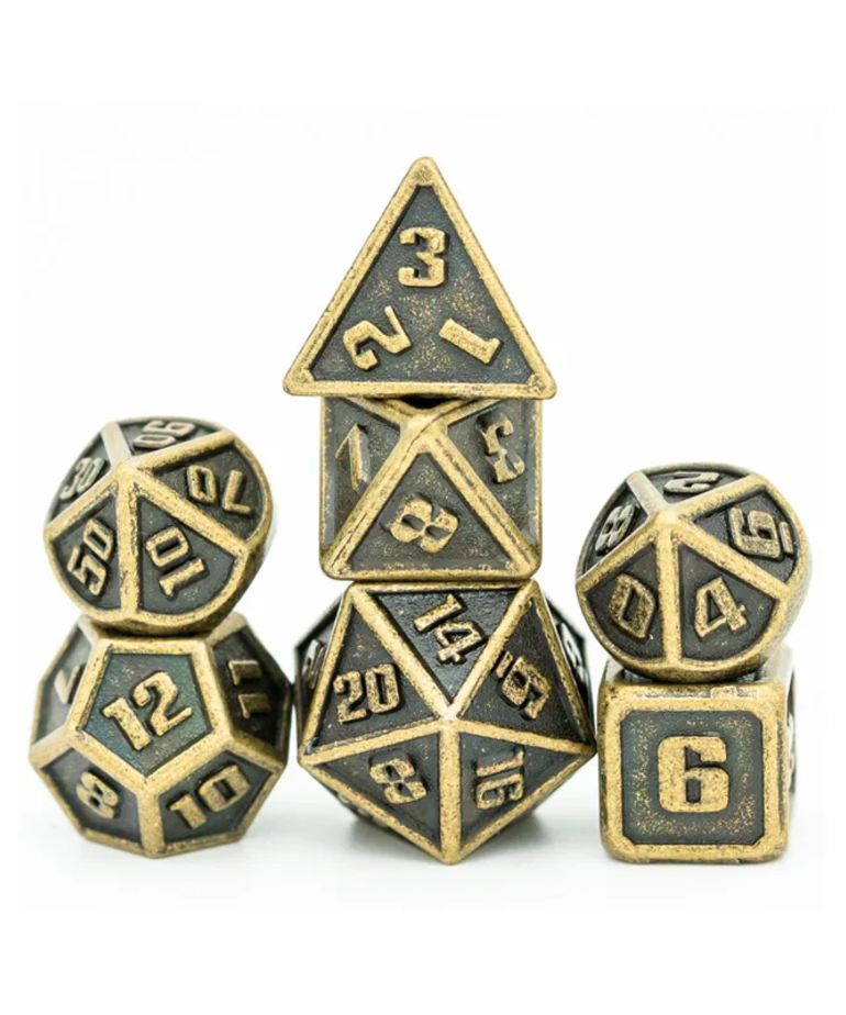 Gameopolis Dice - UDI Gameopolis Dice - Mini Polyhedral 7-Die Set - Metal - Bronze