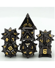 Gameopolis Dice - UDI Gameopolis: Dice - Polyhedral 7-Die Set - Pinwheel Metal Dice - Black w/ Gold