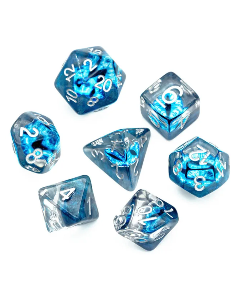 Gameopolis Dice - UDI Gameopolis Dice - Polyhedral 7-Die Set -  Demon Eye Dice - Blue