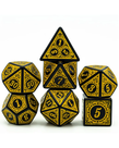 Gameopolis Dice - UDI Gameopolis: Dice - Polyhedral 7 Set - Acrylic Pattern - Window Lattice - Yellow/Black