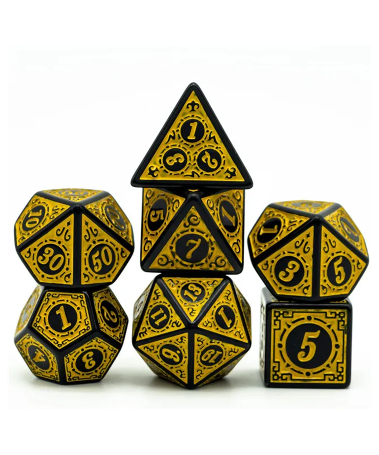 Gameopolis Dice - UDI Gameopolis: Dice - Polyhedral 7-Die Set - Window Lattice Pattern - Yellow