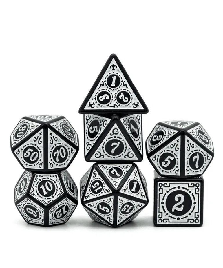 Gameopolis Dice - UDI Gameopolis: Dice - Polyhedral 7-Die Set - Window Lattice Pattern - White