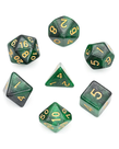 Gameopolis Dice - UDI Gameopolis: Dice - Polyhedral 7 Set - Galaxy - Black & Green w/ Gold
