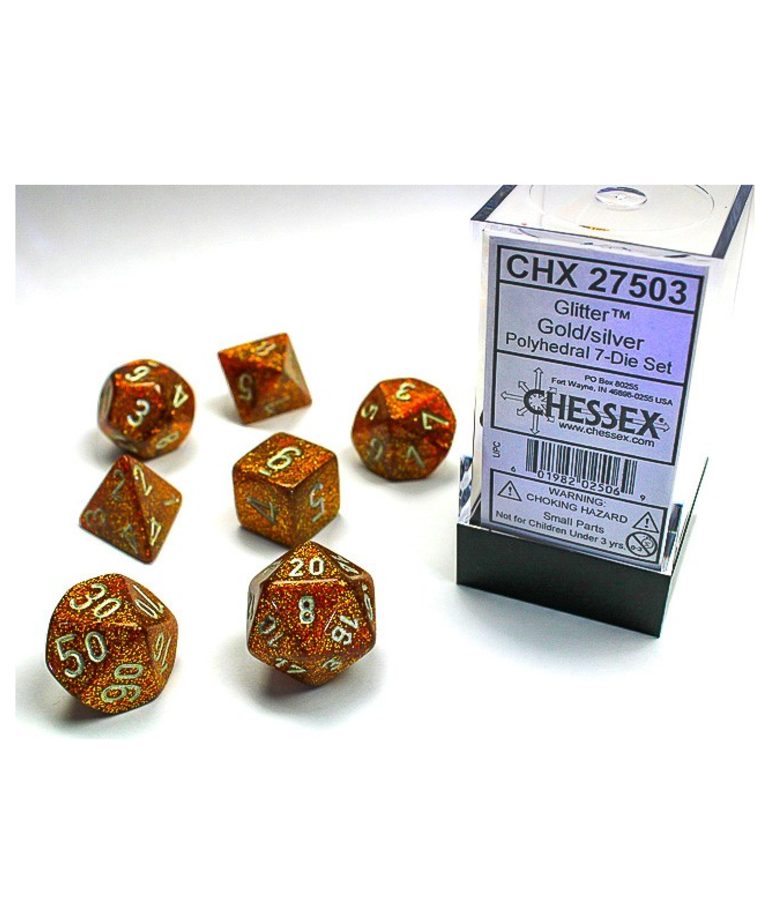 Chessex - CHX 7-Die Polyhedral Set Glitter Gold