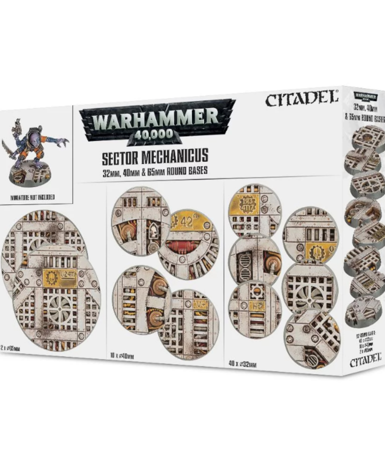 Citadel - GAW Citadel: Warhammer 40K - Sector Mechanicus - 32mm 40mm & 65mm Round Industrial Bases