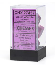 Chessex - CHX 7-Die Polyhedral Set Violet w/white Festive