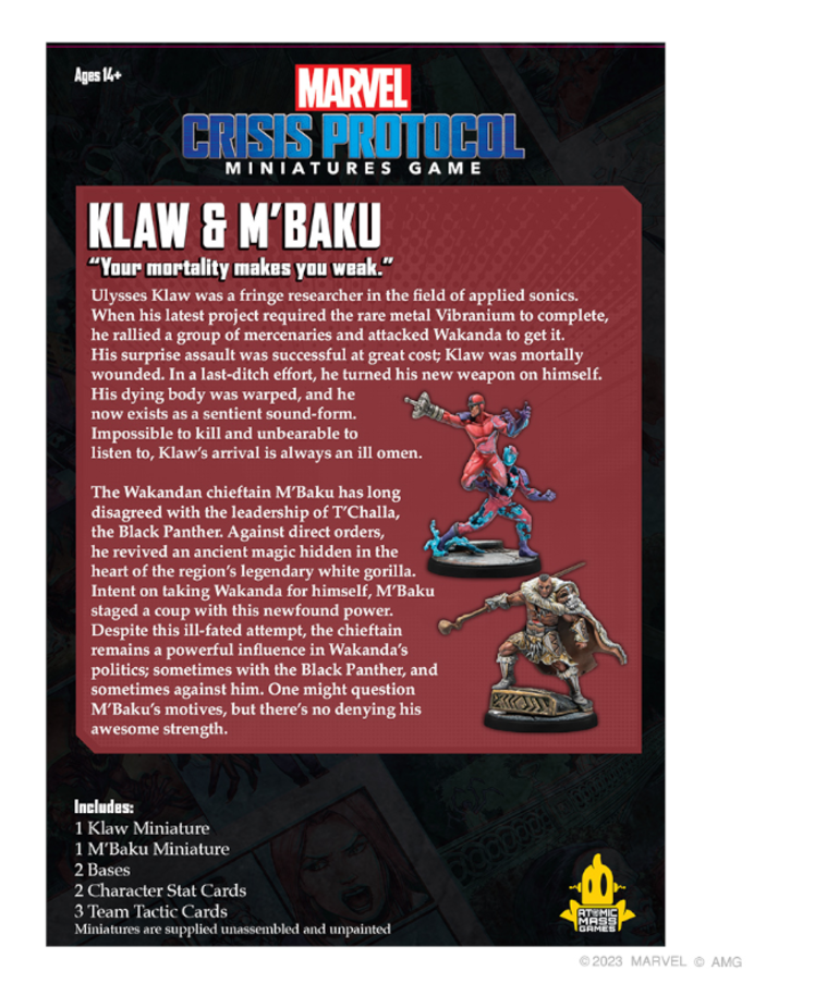 Atomic Mass Games - AMG PRESALE Marvel: Crisis Protocol - Klaw & M'Baku 07/14/2023