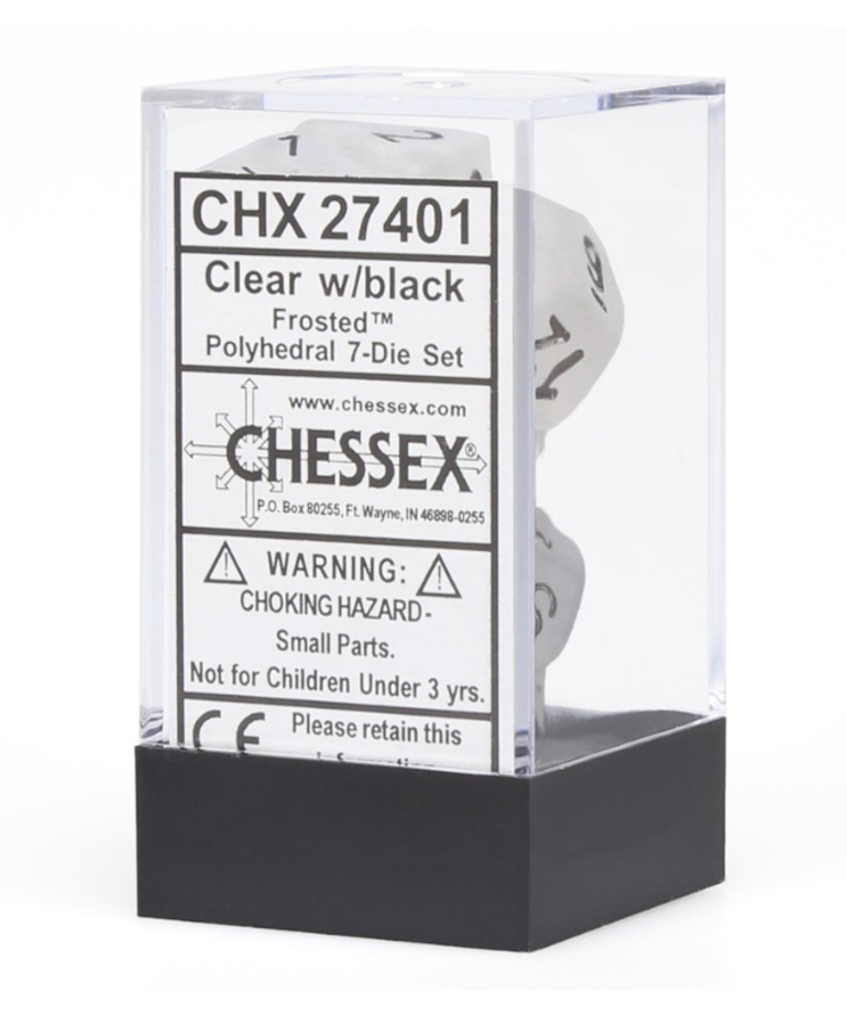 Chessex - CHX 7-Die Polyhedral Set Clear w/black Frosted
