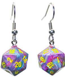 Chessex - CHX Chessex Hook Earrings - Mini d20 - Festive Mosaic