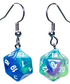 Chessex - CHX Chessex Hook Earrings - Mini d20 - Waterlilly