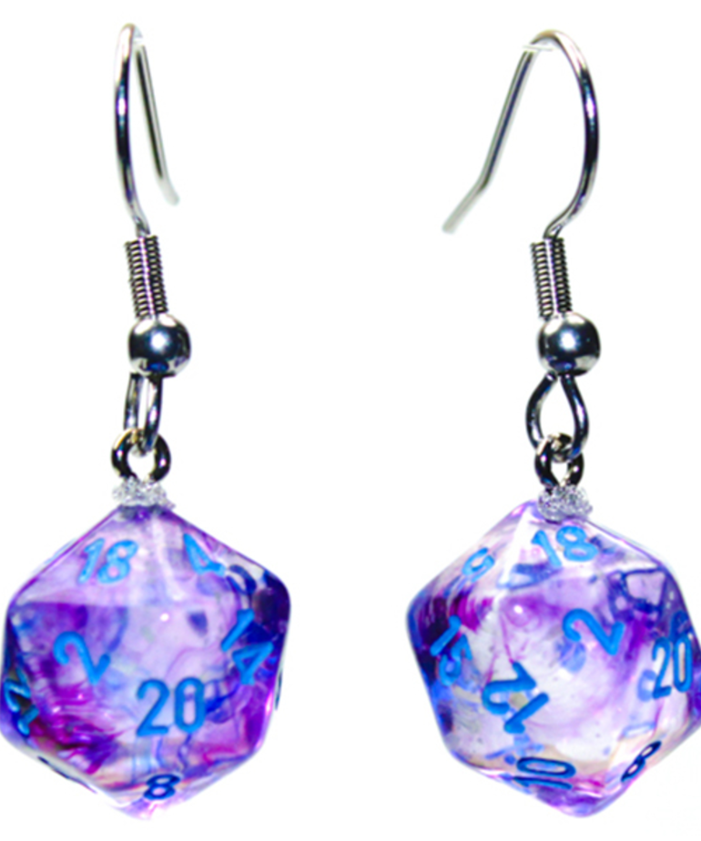Chessex - CHX Chessex Hook Earrings - Mini d20 - Nebula Nocturnal