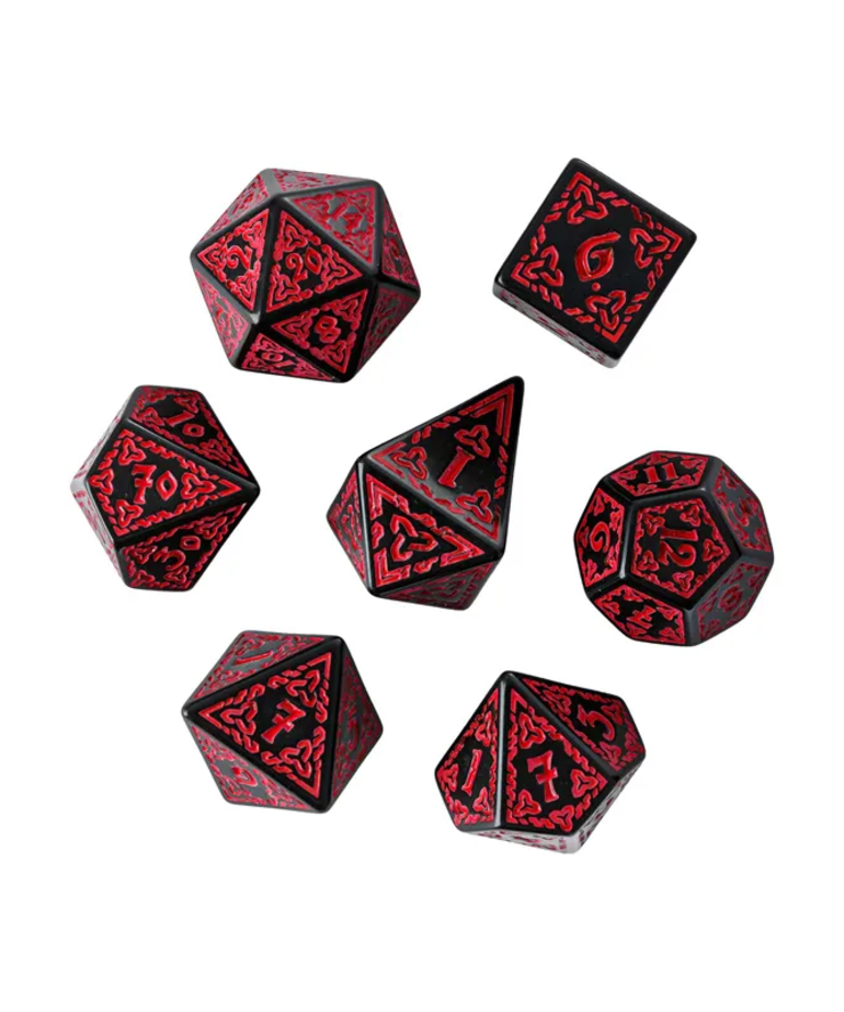Gameopolis Dice - UDI Gameopolis: Dice - Polyhedral 7 Set - Acrylic - Celtic Knot - Red