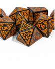 Gameopolis Dice - UDI Gameopolis: Dice - Polyhedral 7-Die Set - Acrylic Pattern Dice - Celtic Knot - Orange