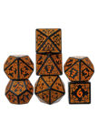 Gameopolis Dice - UDI Gameopolis: Dice - Polyhedral 7-Die Set - Acrylic Pattern Dice - Celtic Knot - Orange