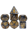 Gameopolis Dice - UDI Gameopolis: Dice - Polyhedral 7-Die Set - Acrylic Huge 25-32mm Pattern Dice - Fighter - Black