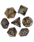 Gameopolis Dice - UDI Gameopolis: Dice - Polyhedral 7-Die Set - Acrylic Huge 25-32mm Pattern Dice - Fighter - Black