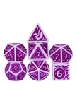 Gameopolis Dice - UDI Gameopolis: Dice - Polyhedral 7 Set - Acrylic Pattern Dice - Irregular - Purple w/ White