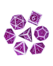 Gameopolis Dice - UDI Gameopolis: Dice - Polyhedral 7 Set - Acrylic Pattern Dice - Irregular - Purple w/ White