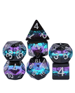 Gameopolis Dice - UDI Gameopolis: Dice - Polyhedral 7-Die Set - Layered Glitter Dice - Black, Purple, & Blue w/ Silver