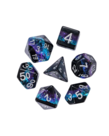 Gameopolis Dice - UDI Gameopolis: Dice - Polyhedral 7-Die Set - Layered Glitter Dice - Black, Purple, & Blue w/ Silver