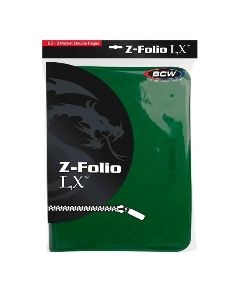 BCW Diversified - BCD BCW Supplies - Zipper-Folio - LX 9-Pocket Card Binder - Green
