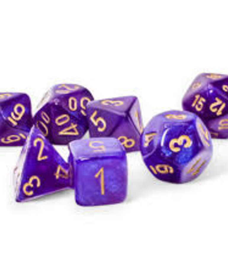 Chessex - CHX Chessex - 7-Set Mega Hedrals - Borealis Royal Purple w/ Gold Luminary